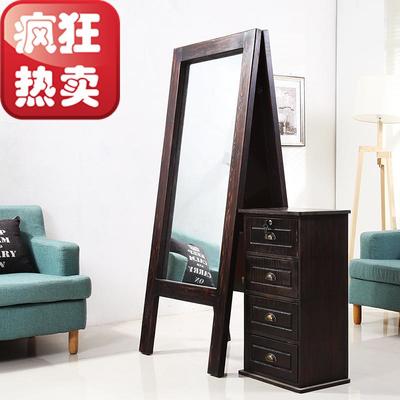 實(shí)木理發(fā)店鏡臺(tái) 復(fù)古落地鏡與儲(chǔ)物柜的完美融合